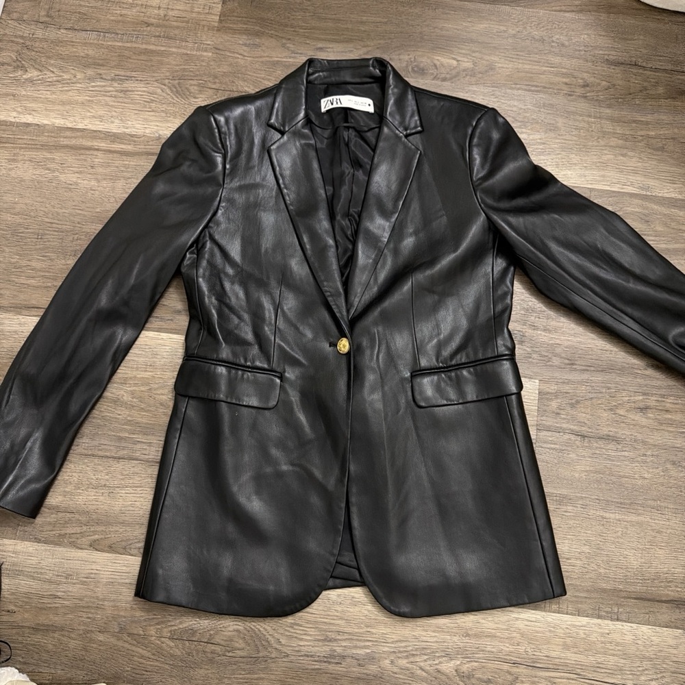 Zara Black Leather Blazer for Women